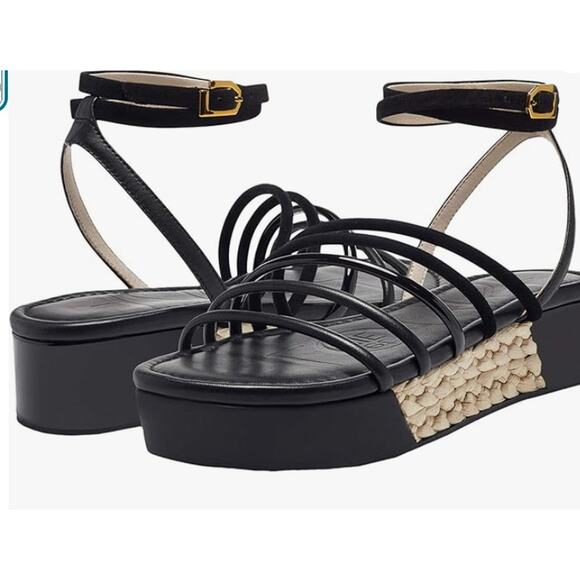 Louise et Cie LO Bimo Black Strappy Platform Sandals Size 5.5 - Picture 1 of 11